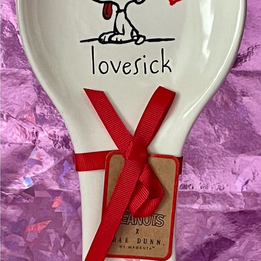 Rae Dunn Peanuts Snoopy Lovesick   Spoon Rest with Red Hearts 💔 - Picture 10 of 10